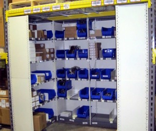 Shelving under a rack